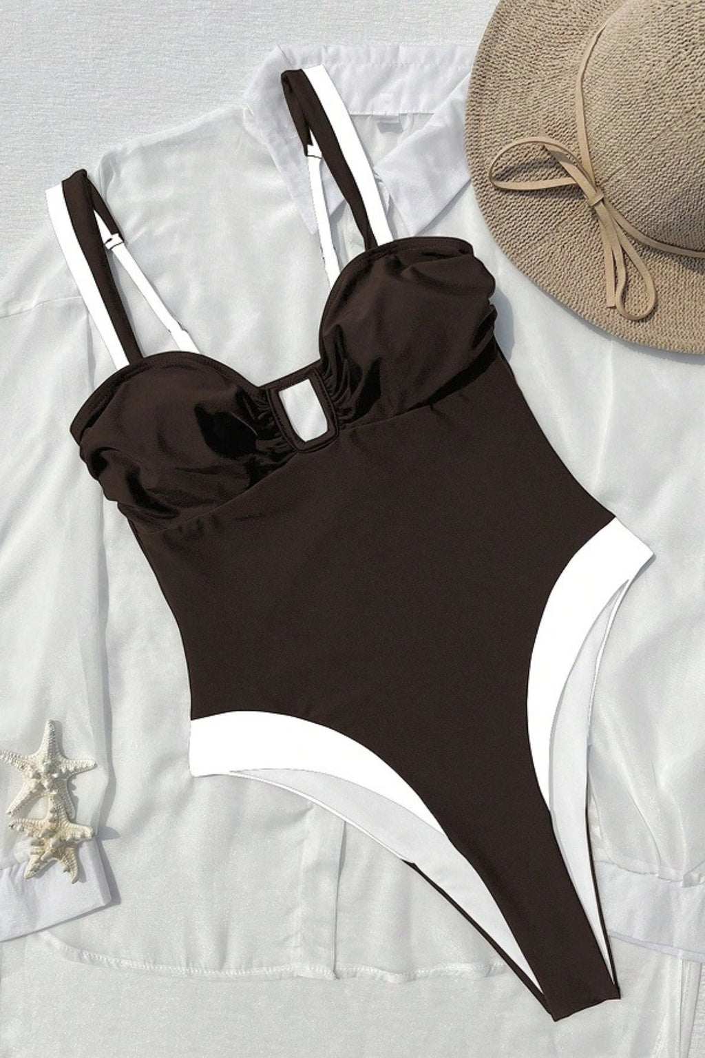 Colorblock U Neck Slim Fit One Piece Swimwear