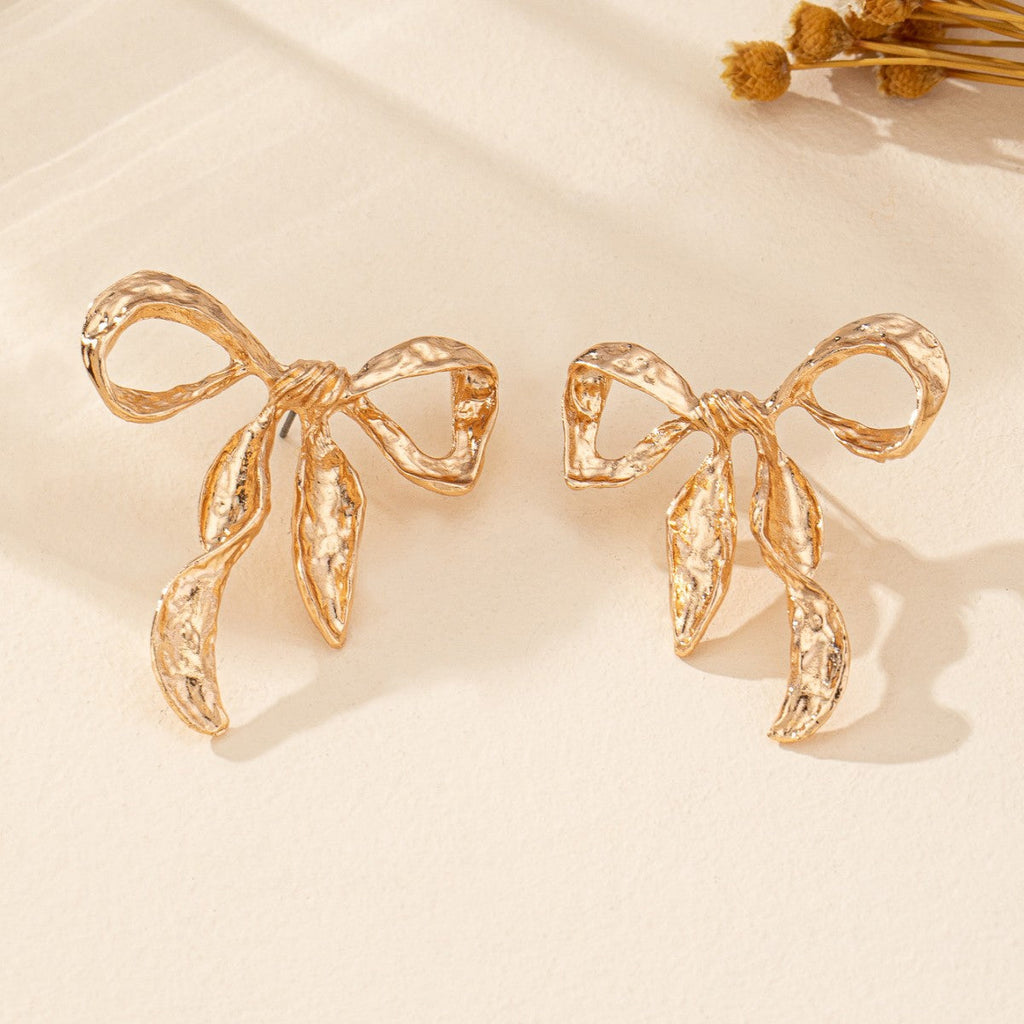 Liquid Irregular Fruncido Lazo Aretes