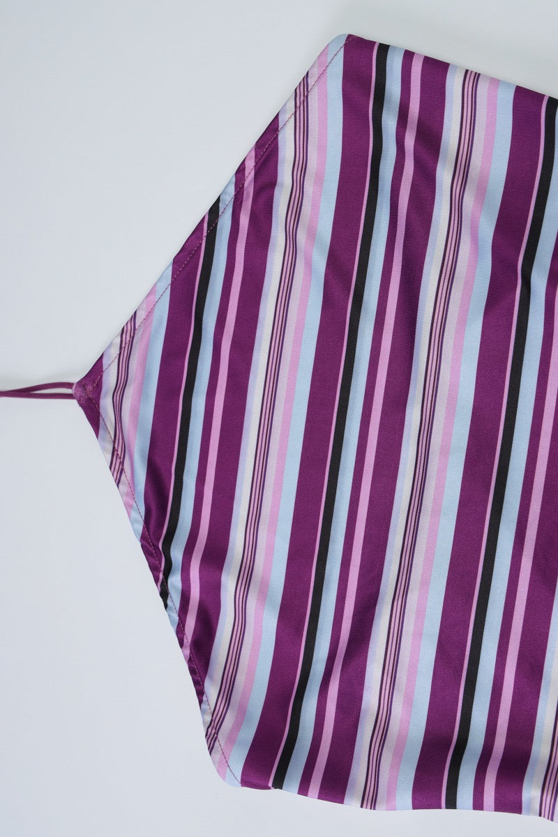 Colorblock Textured Halter Vacation Dress