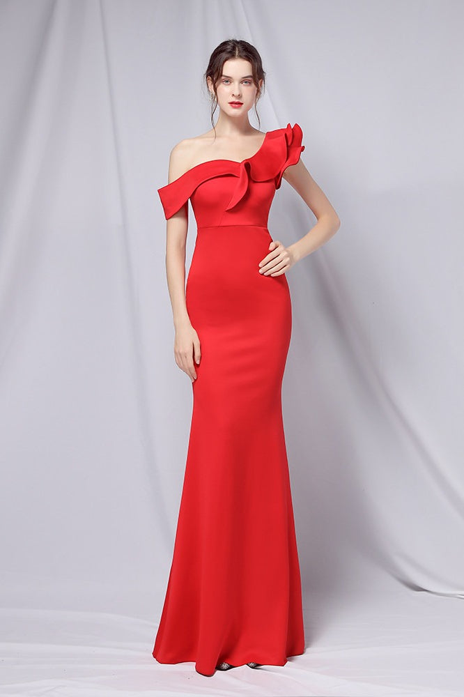 Hombros Descubiertos Sirena Vestido Maxi de Fiesta