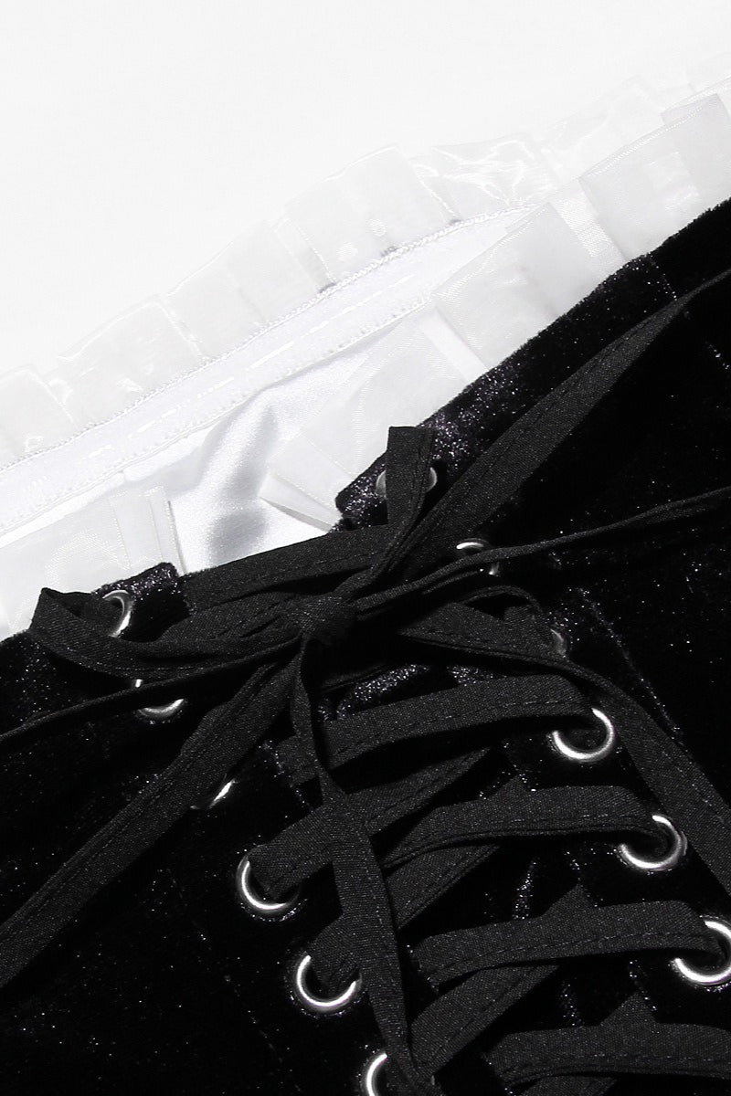 Terciopelo Bustier Línea A Vestido de Cóctel