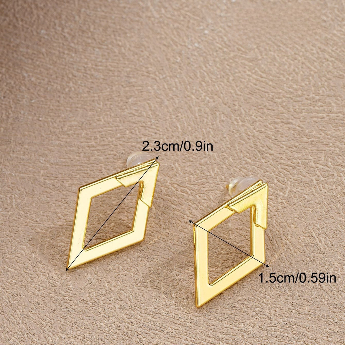 Geométrico Doble Capa Diamante Aretes