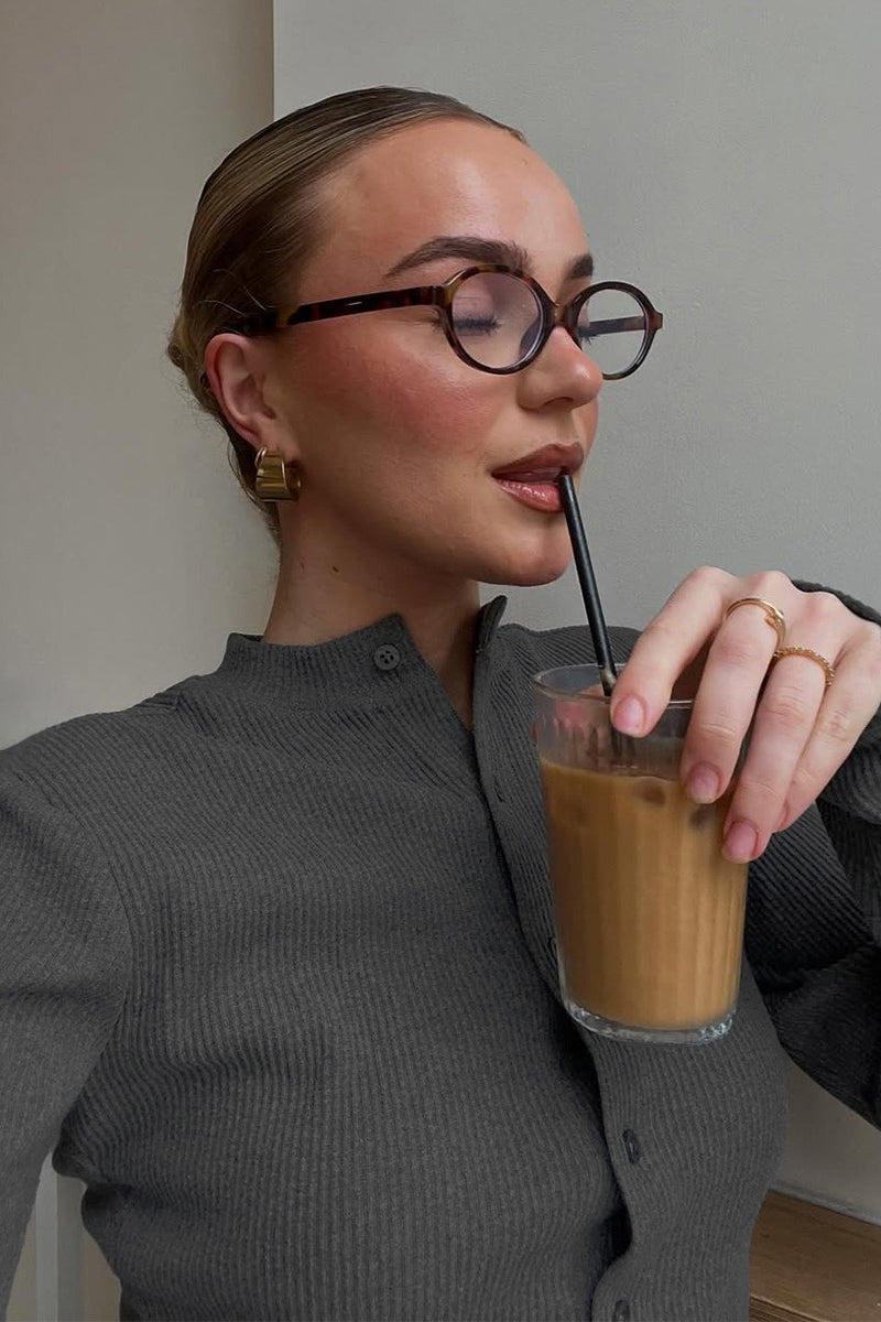 Ribbed Mock Neck Cardigan Pants Set