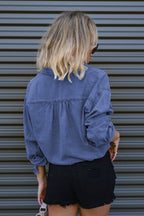 Denim Bajo con Cordón Holgado Blusa