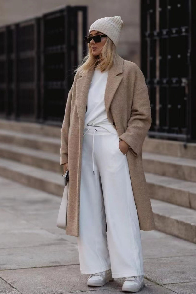 Fleece Lapel Long Sleeve Cozy Overcoat
