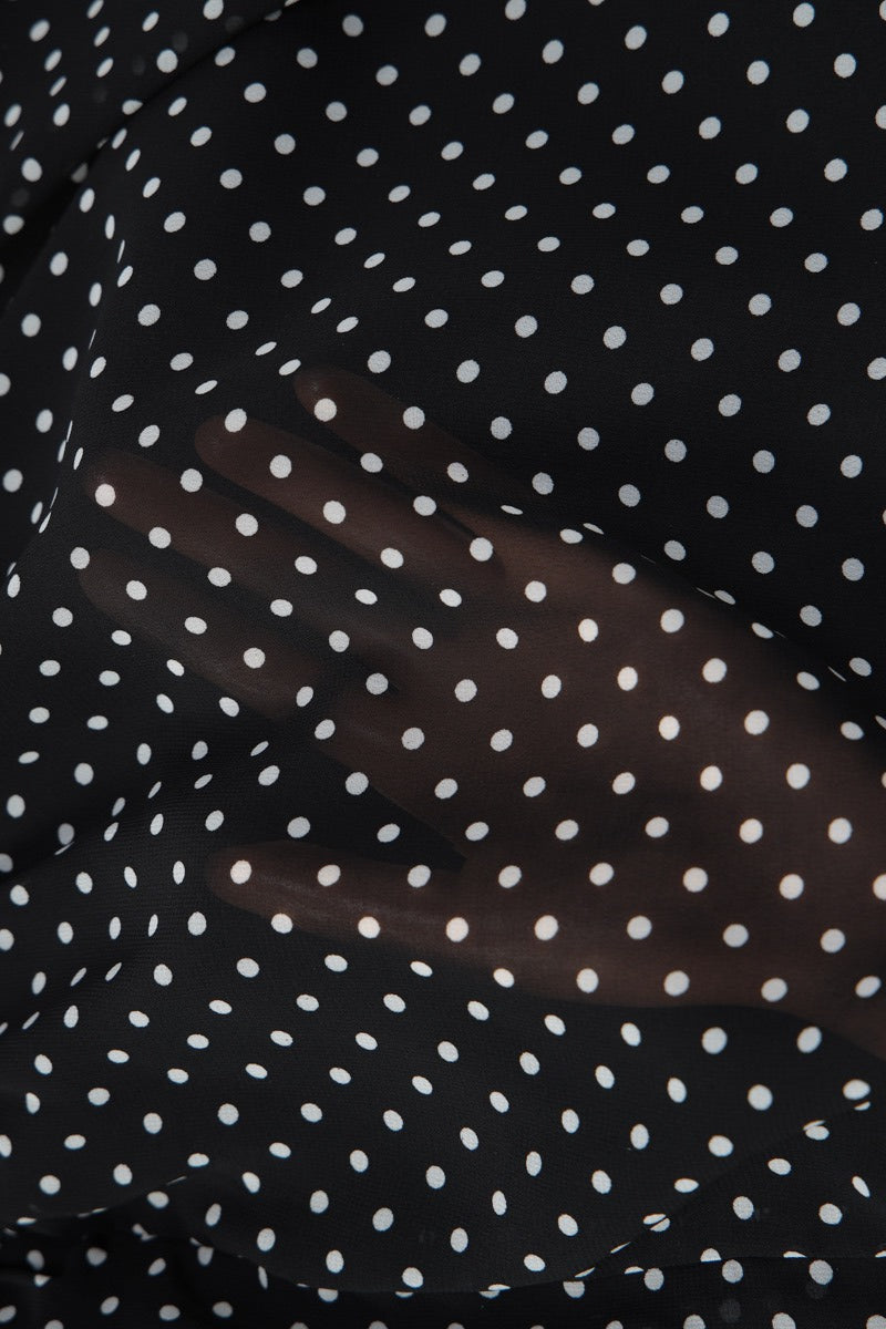 Black Polka Dot Slim Fit Mini Dress