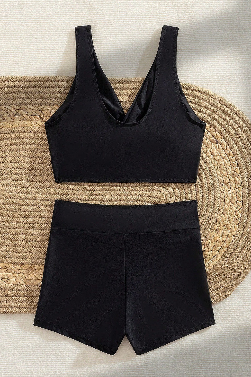 Black Boyshort Two Piece Swim Set