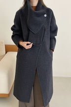 Reversible midi scarf coat in wool