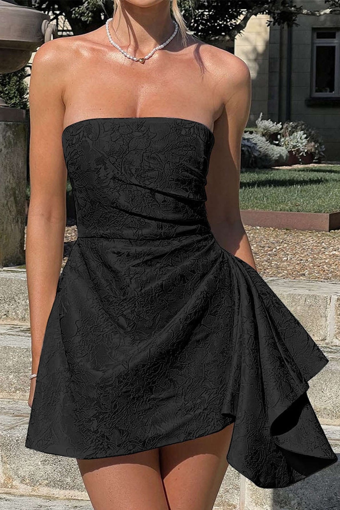 Sin Tirantes Jacquard Vestido Mini de Fiesta