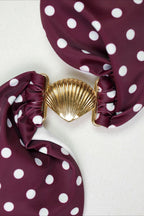 Conjunto de baño de tres piezas con falda tipo bandeau de lunares