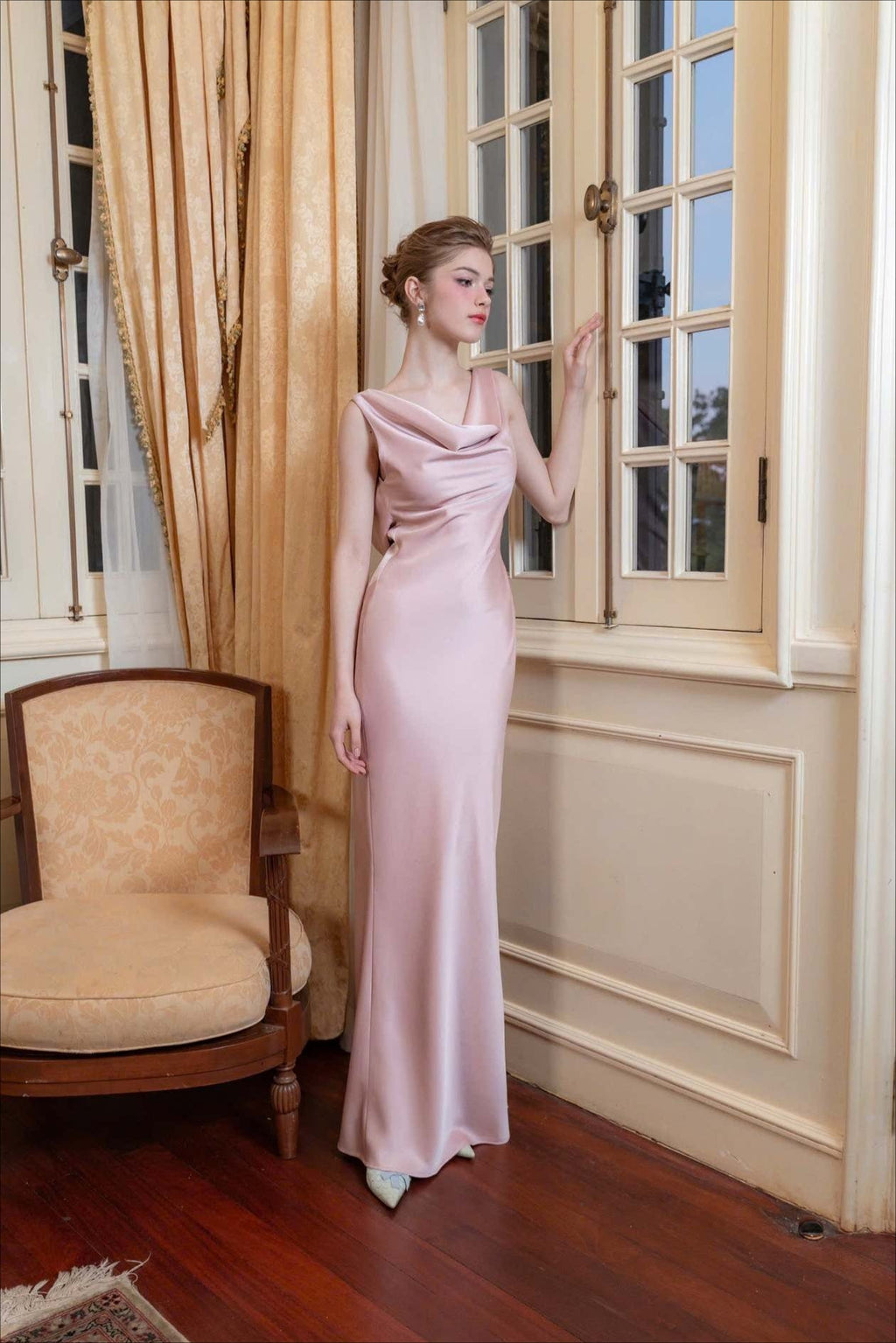 Liso Satén de Noche Vestido Maxi