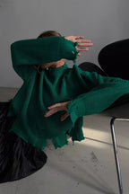 Atrevido Desgastado Cuello Redondo Liso Suéter