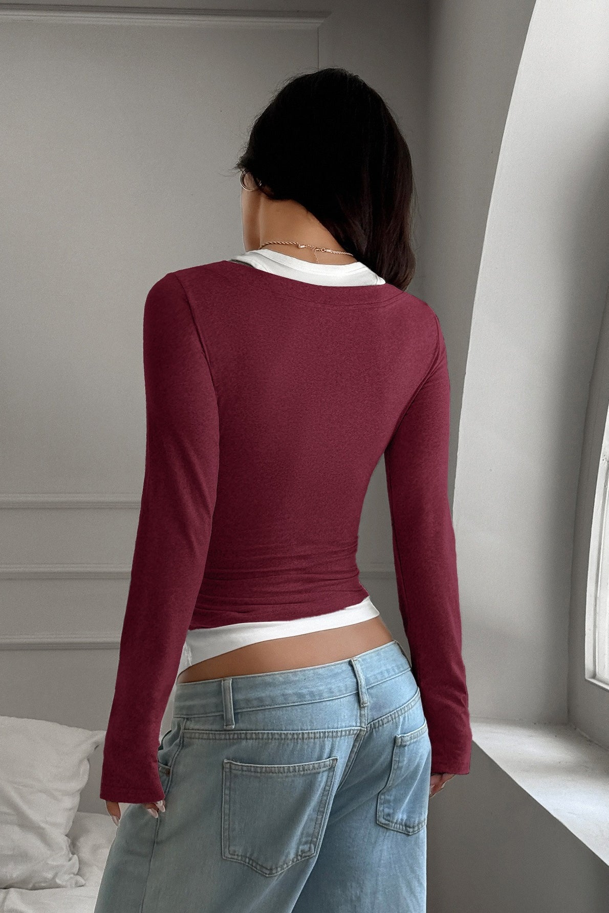 Y2K Layered Camisole Style Long Sleeve Tee
