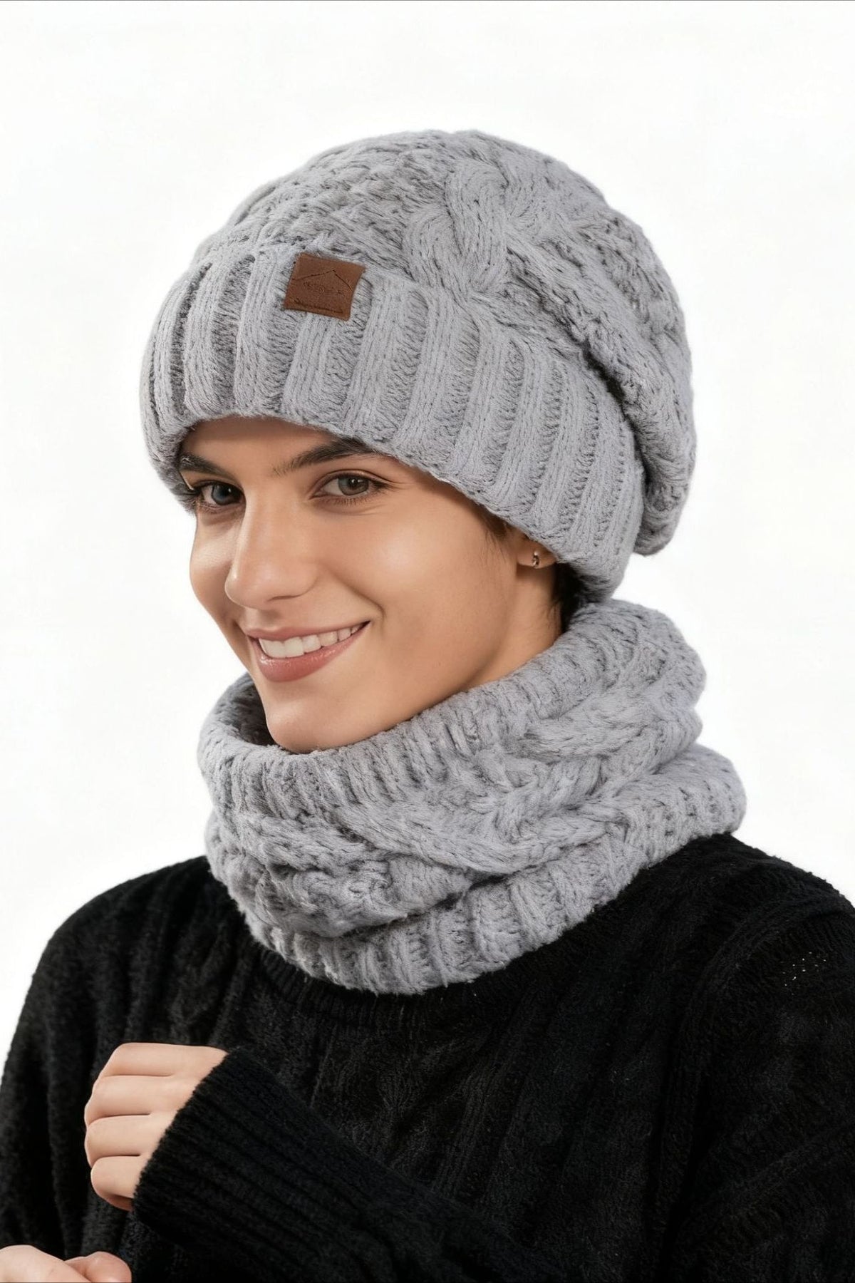 Conjunto de 2 Piezas de Gorro y Bufanda de Punto