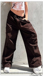 Cargo Streetwear Mom Pants Baggy Low Leg Waist 90s Denim Vintage Wide Jeans Trousers Trendy Korean Grunge Hippie Outfits
