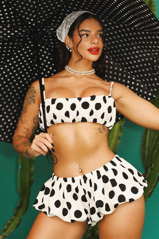 Polka Dot Cami Bubble Shorts Set