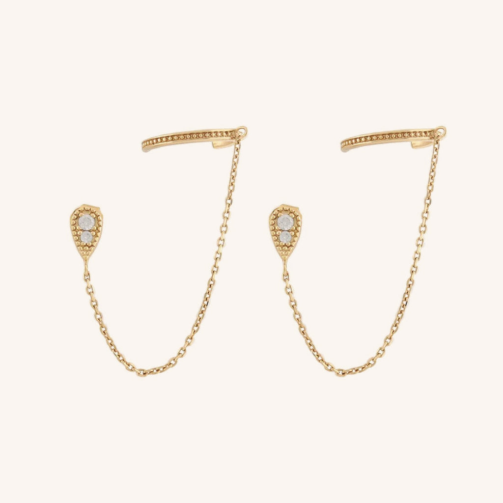 Double Piercing Con Flecos Aretes Colgantes