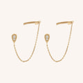 Double Piercing Con Flecos Aretes Colgantes
