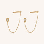 Doble Piercing Con Flecos Aretes Colgantes