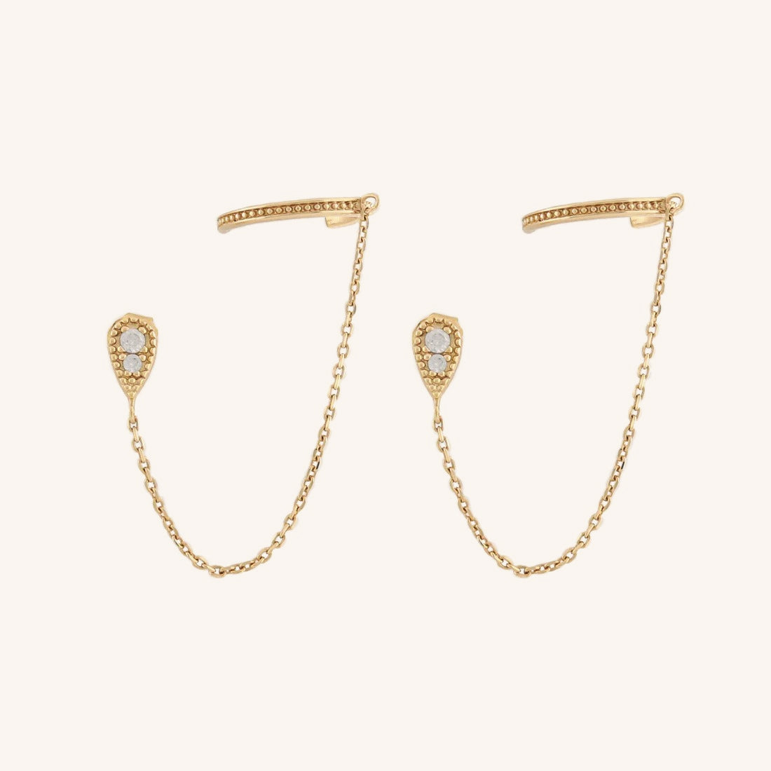 Double Piercing Con Flecos Aretes Colgantes