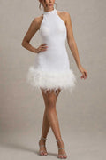 Brillante Peludo Lentejuelas Ajustado Vestido de Fiesta