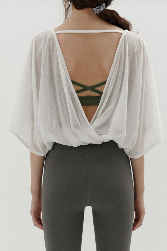 Quick Dry Cropped Backless Sun Protection Tee