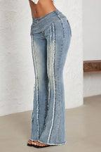 Studded Belt Low Rise Flare Jeans