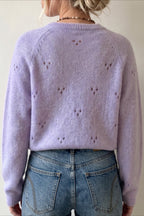 Lavender Openwork Crew Neck Cardigans