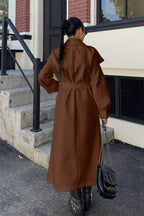 Brown wool coat with oversized lapels