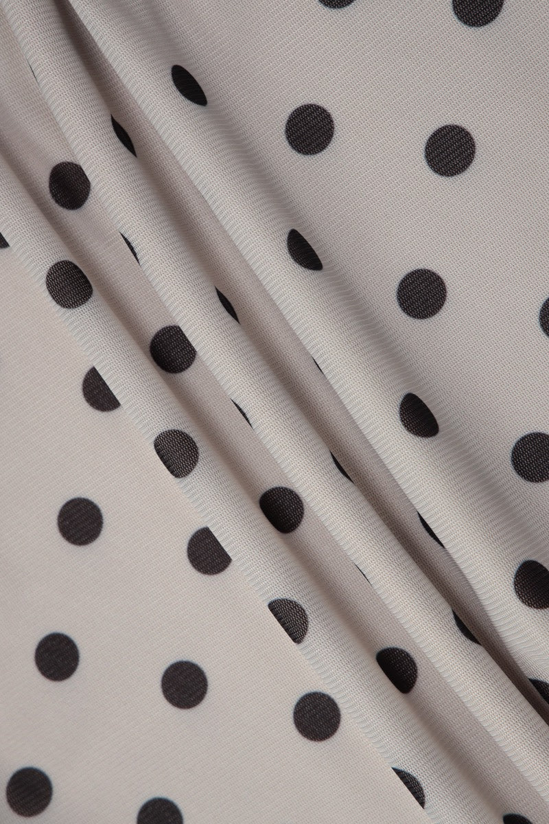 Apricot Polka Dot Backless Lace-Up Maxi Dress