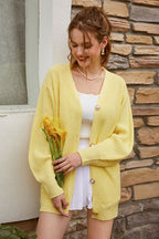 Relaxed V Neck Button Knit Cardigans
