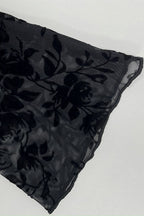 Ruffle chiffon blouse, flared sleeves, sheer and fitted