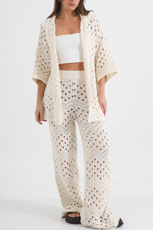 Chic Beach Knit Sun Protection Pants Set