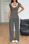 Colorblock Sporty Tank Top Straight Leg Pants Set