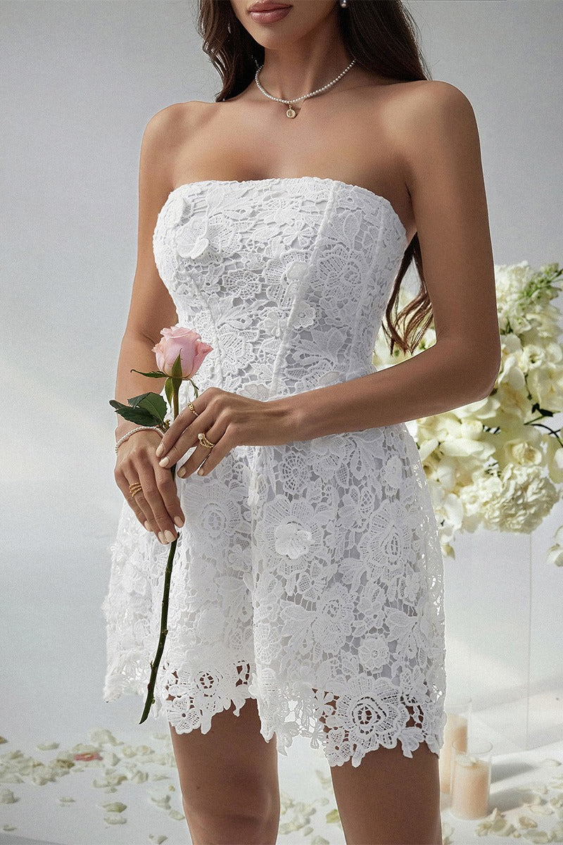 Liso Bustier Bordado Vestido de Cóctel