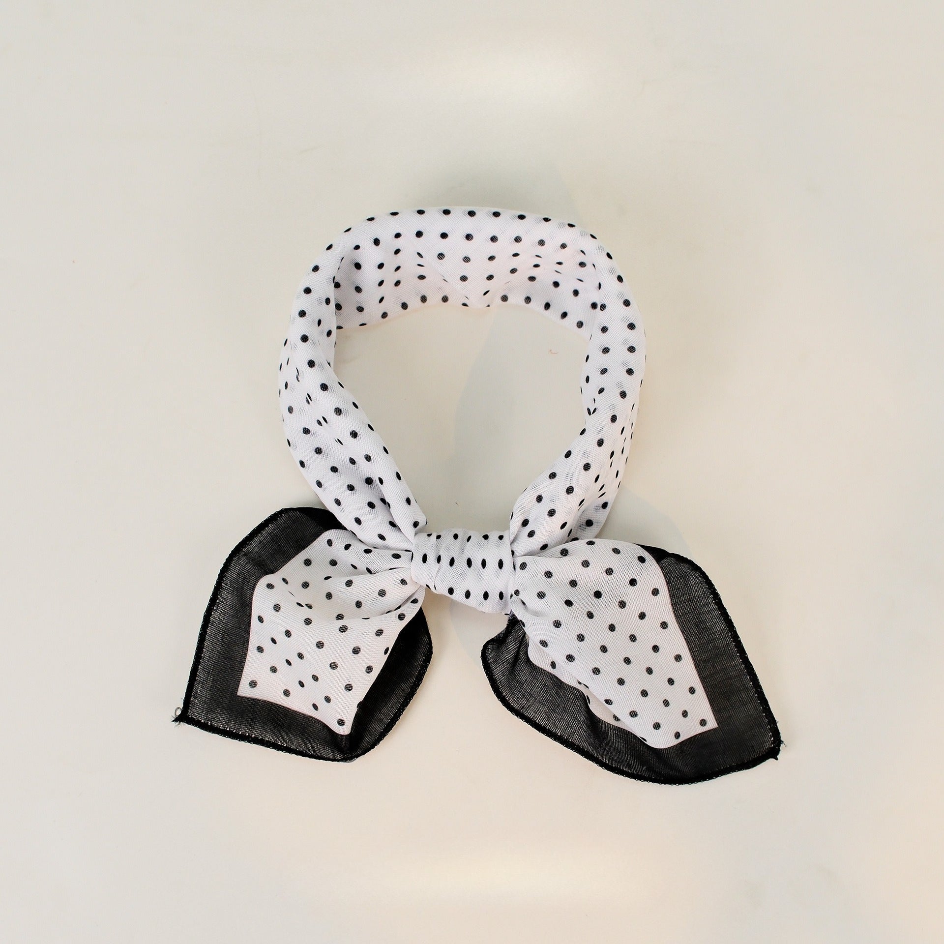 Polka Dot Faux Linen Square Hair Neck Sun Scarf