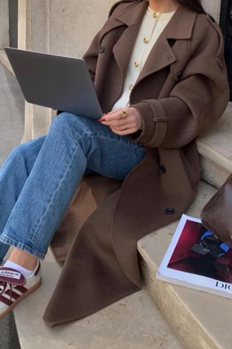 Solid Color Long Sleeve Trench Overcoat