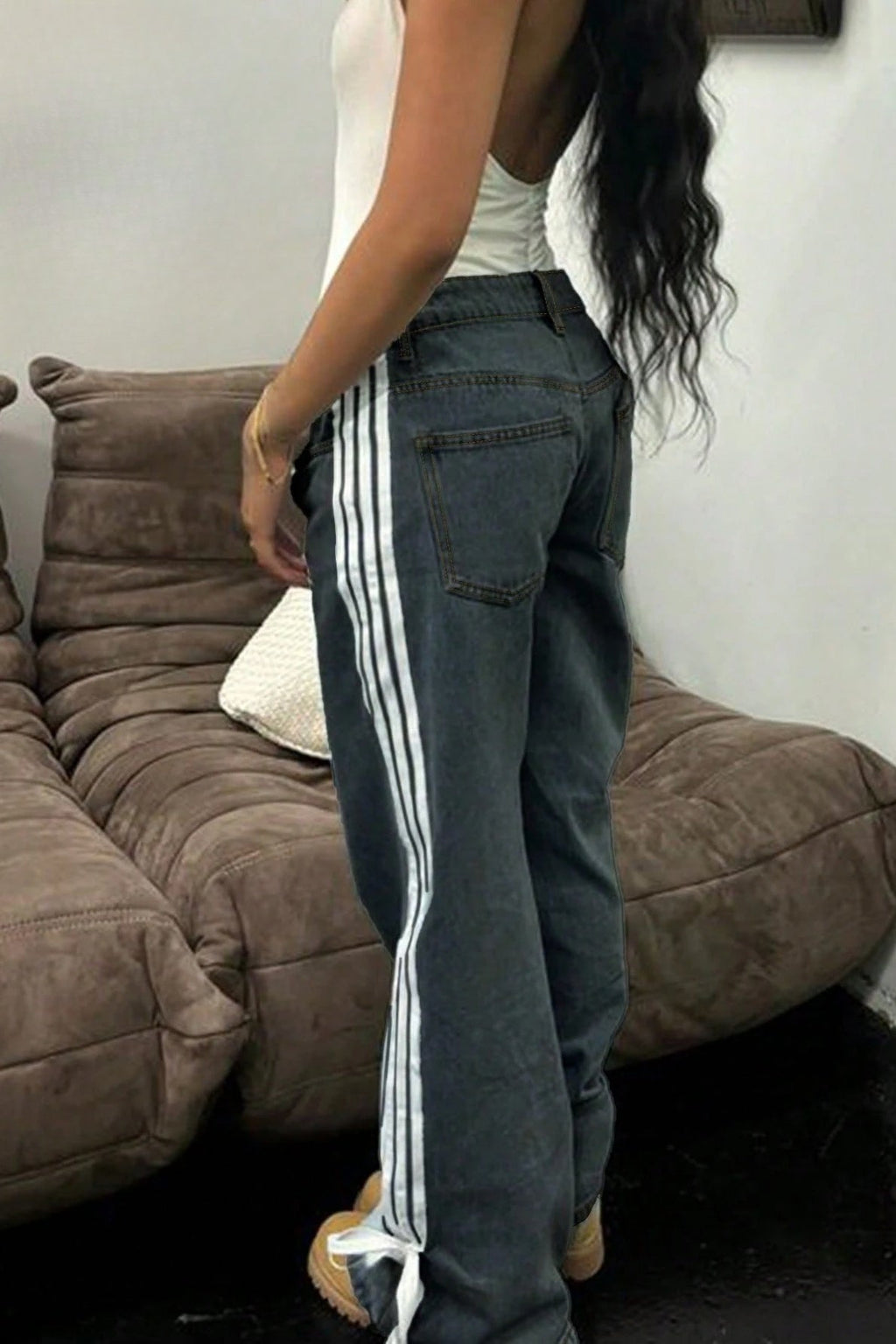 Y2K Side Bow Ribbon Straight Leg Street Style Jeans