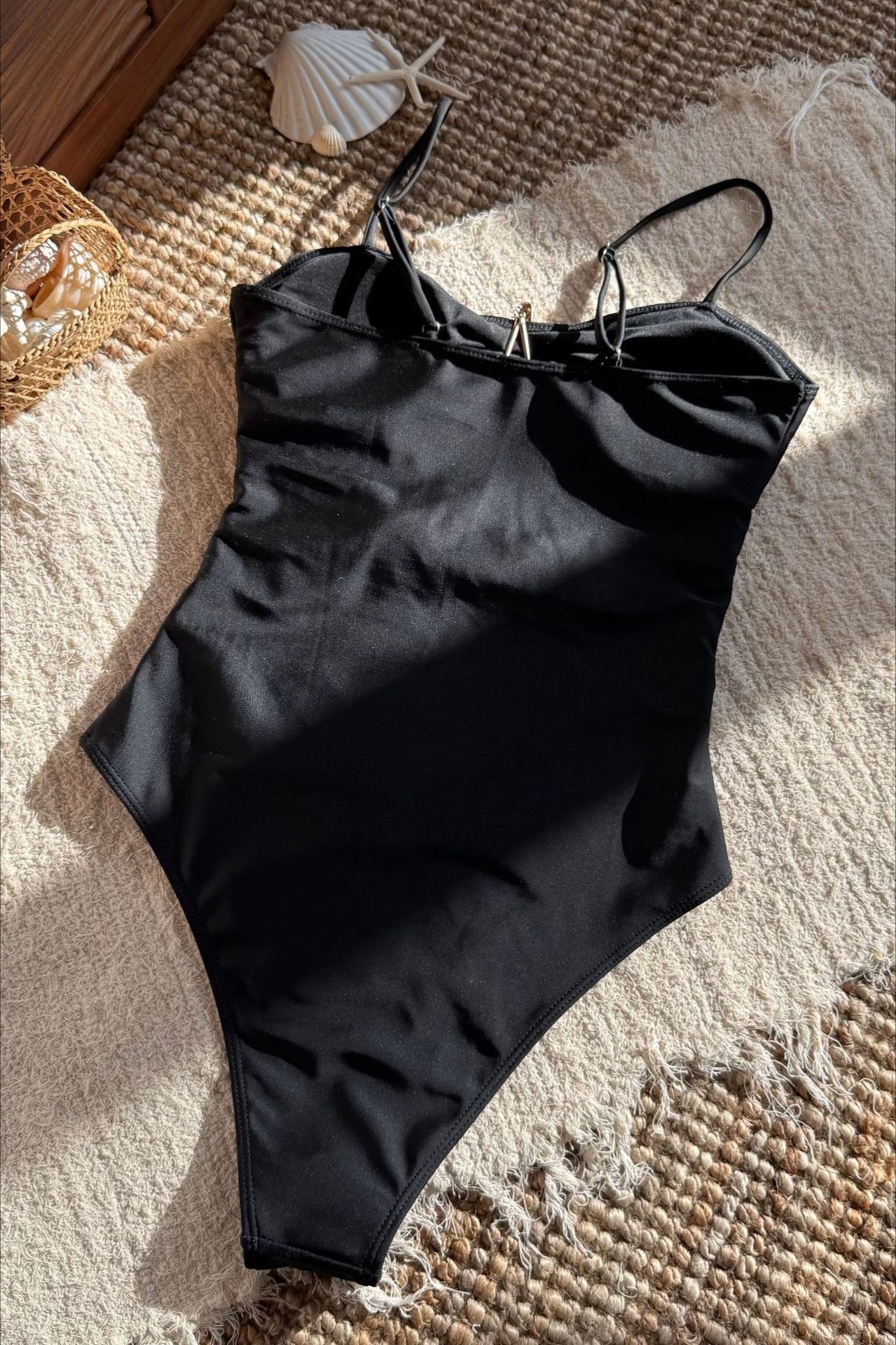 Solid Star Cutout One Piece Swimwear