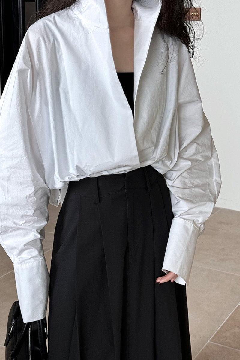 Cuello Mao Escote Profundo en V En Capas Blusa