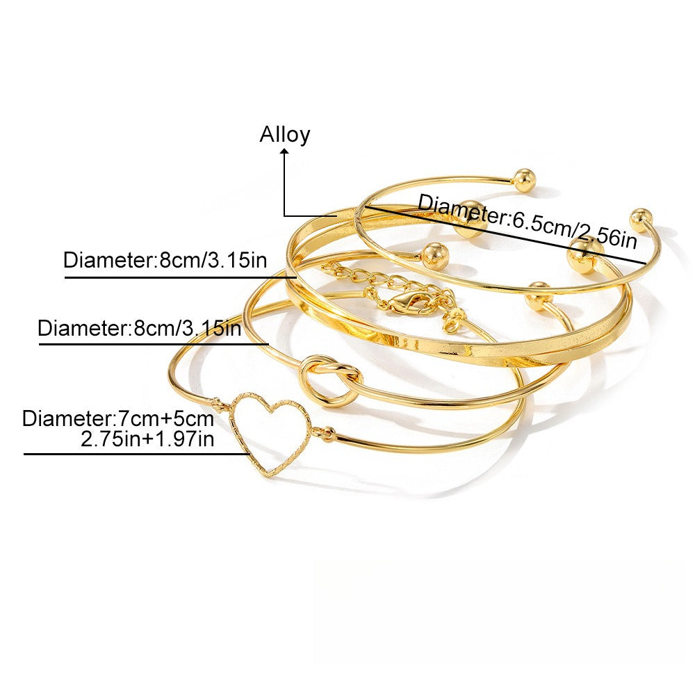 4-Pieza Creative Heart Crossed Aleación Brazalete Set