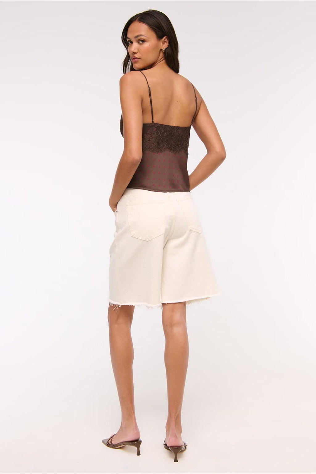 Polka Dot Lace V Neck Backless Cami