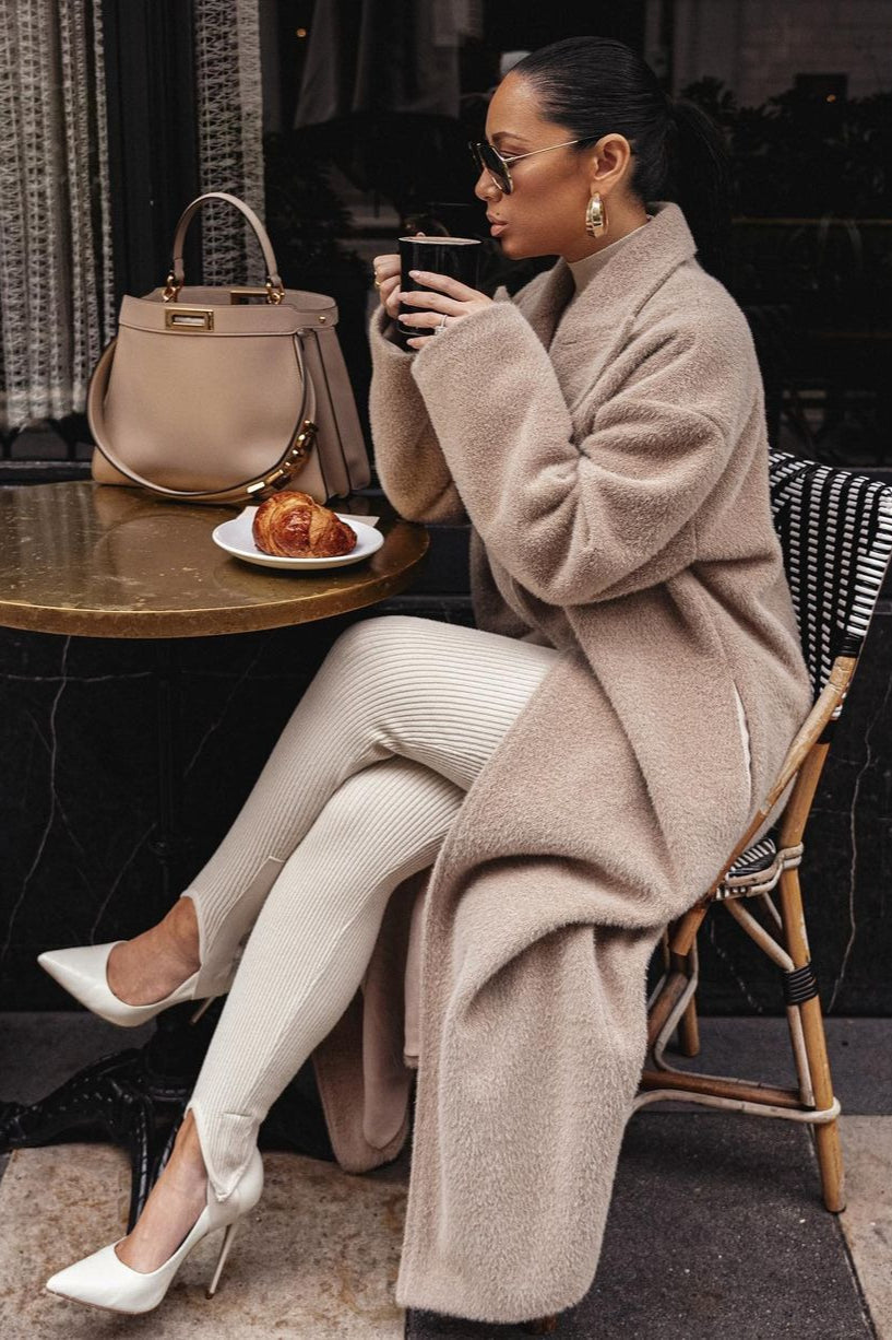 Fleece Lapel Long Sleeve Cozy Overcoat
