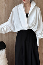 Cuello Mao Escote Profundo en V En Capas Blusa