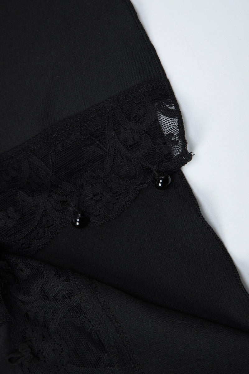Lace Hollow Out Button Waist Cinched Sleeveless Blouse