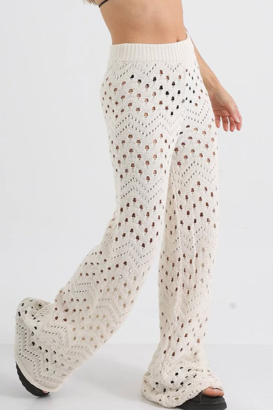 Chic Beach Knit Sun Protection Pants Set