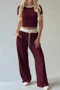 Conjunto de Top de Tirantes Colorblock con Pantalón de Pierna Ancha