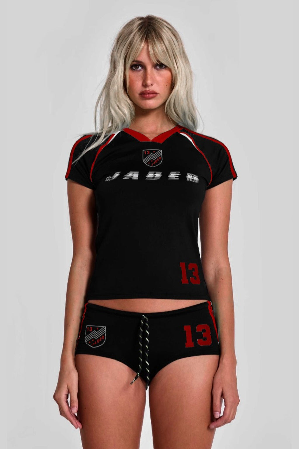 Sporty Vintage Letter Print Crop Top Shorts Set