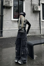 Denim Multi-Pocket Street Loose Cargo Pants