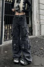 Denim Multi-Pocket Street Loose Cargo Pants